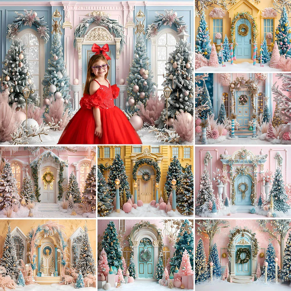 

Christmas Photography Background Xmas Tree Wreath Holiday Gifts Decoration Supplies Family Portrait Photo studio props Banner