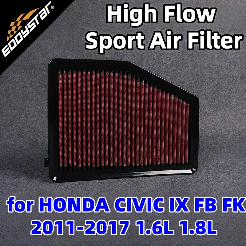High Flow Sport Air Filter for HONDA CIVIC IX FB FK 2011-2017 1.6L FB7 1.8L FB2 FK2 Washable Racing Intake Filters