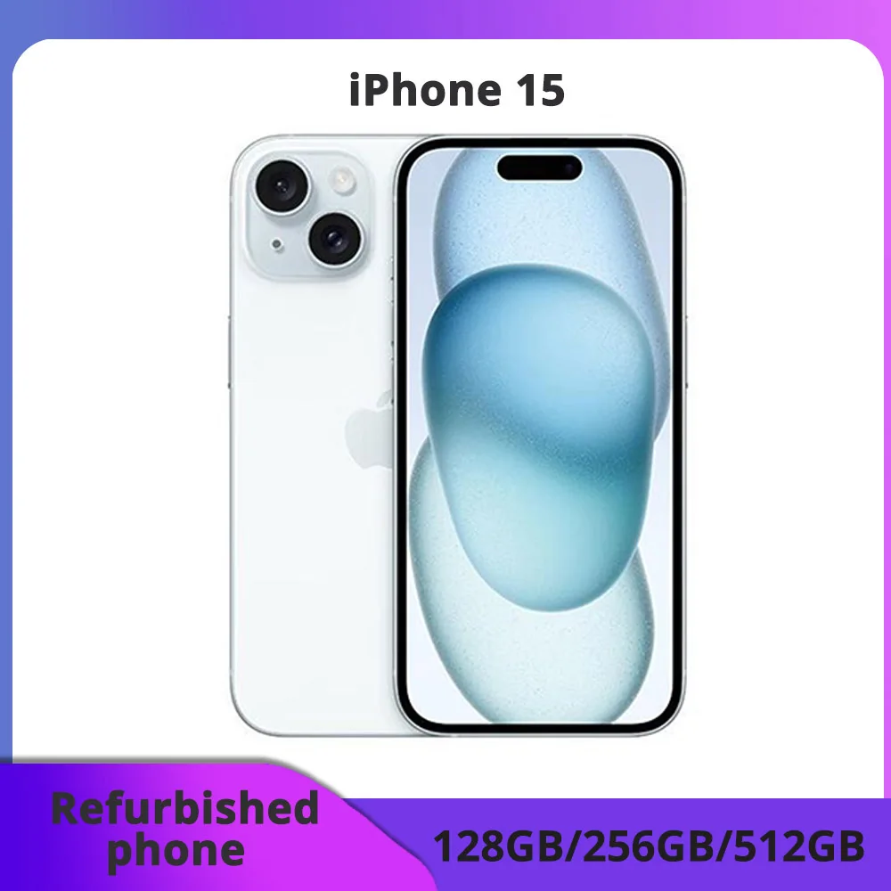 iPhone 15 Ricondizionato, Display Super Retina OLED, 128/256GB ROM, 6GB RAM, Face ID Originale, Telefono Cellulare in Ottime Condizioni