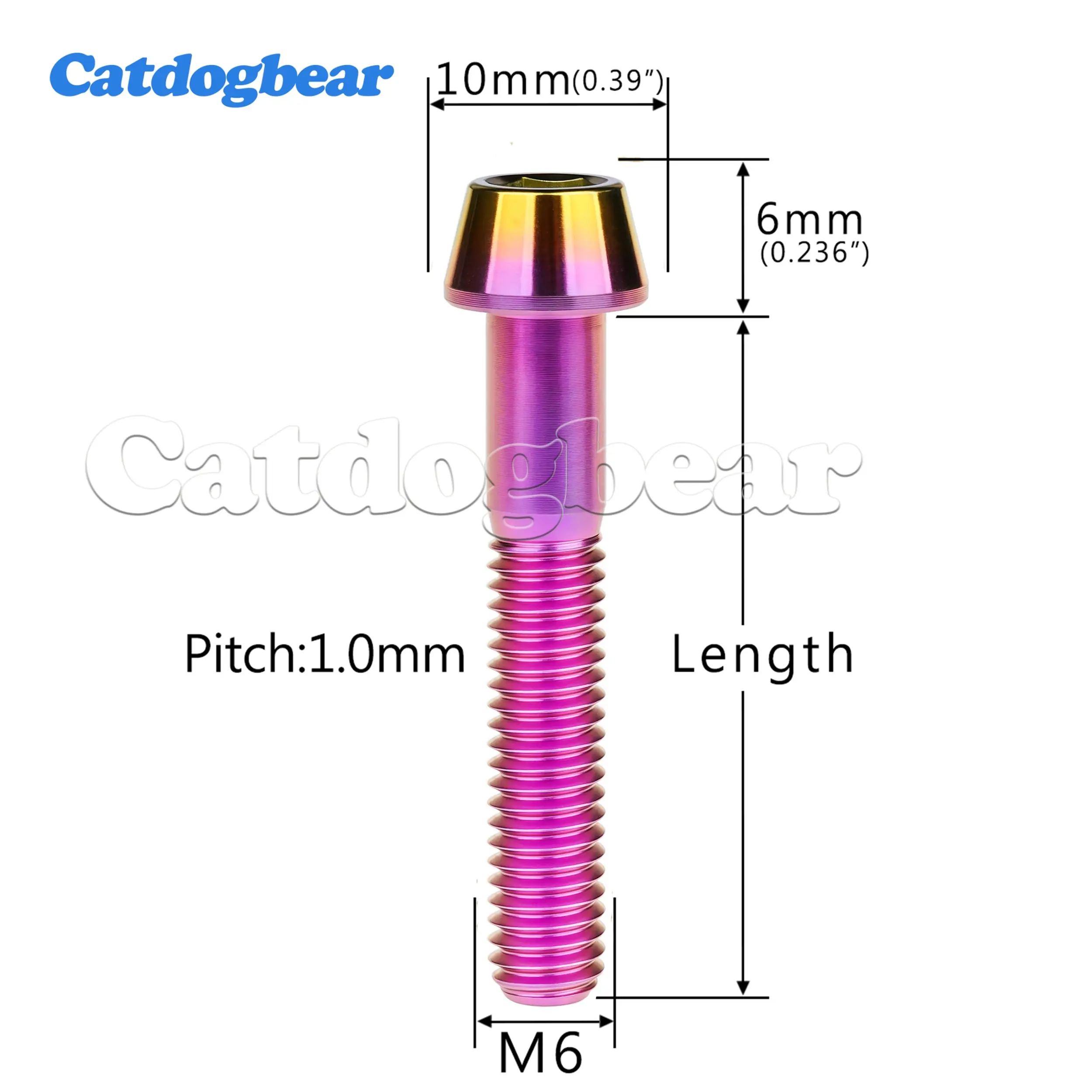 4PCS Titanium Bolt M6x10 -- 65mm Allen  Headset Stem Top Cap Screw for Bike