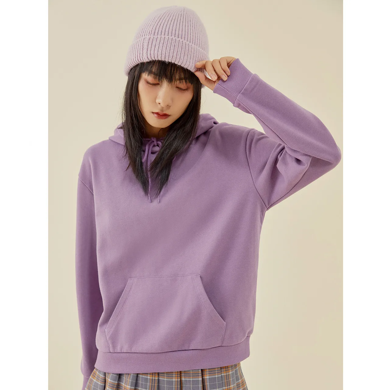 Metersbonwe Casual Perennial Knited Hoodies for Women, Monochrome Loose Hooded Jumper, Leisure Multicolor Pullover Tops