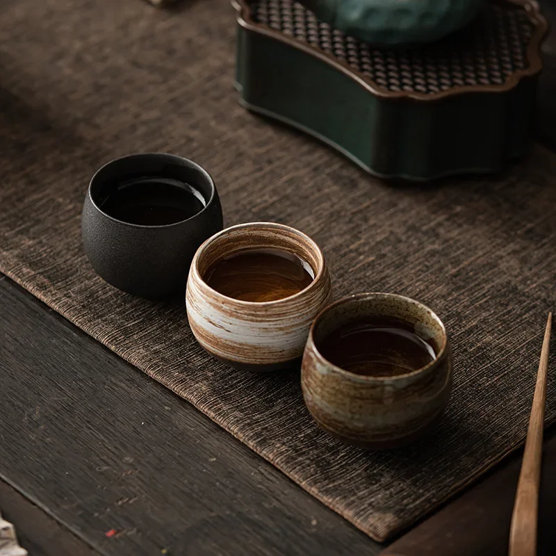 Japanese Style Handmade Rough Ceramic Teacup Kung Fu Teaware Accessories Vintage Stoneware Tea Cup Ancient Single Cups