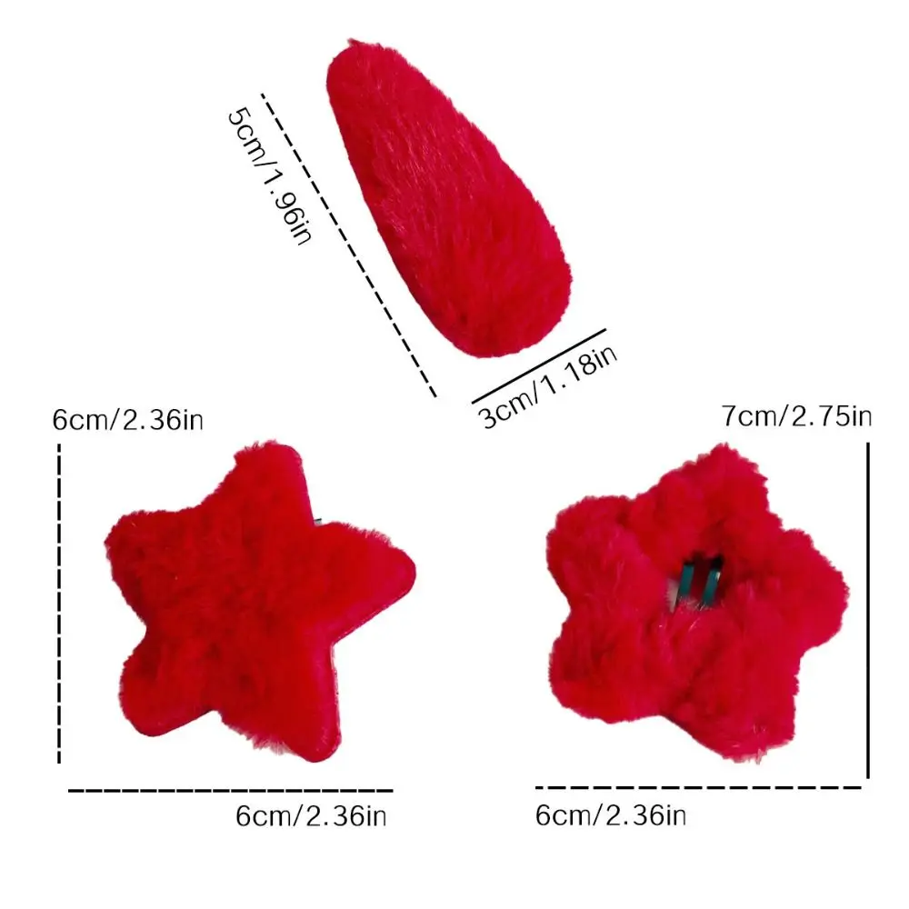 1 คู่ Waterdrop Plush Star คลิปผม Barrettes สไตล์เกาหลีใหม่ปี Hairpins ผมคลิปด้านข้างอุปกรณ์เสริมผม