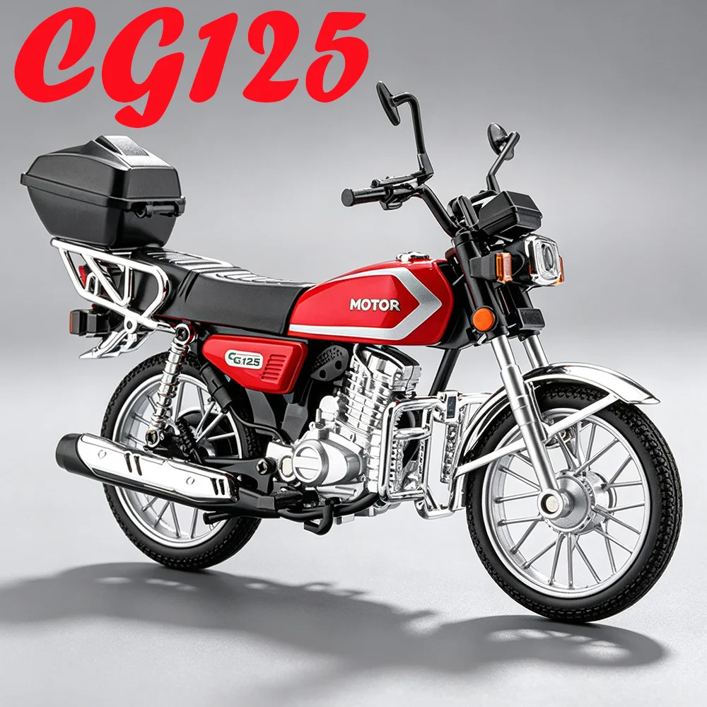 1:12 Honda CG125 Alloy Motorcycle Diecast Toys Model Car Sound Light Shock Absorption Rubber Tire Models Special Holiday Present