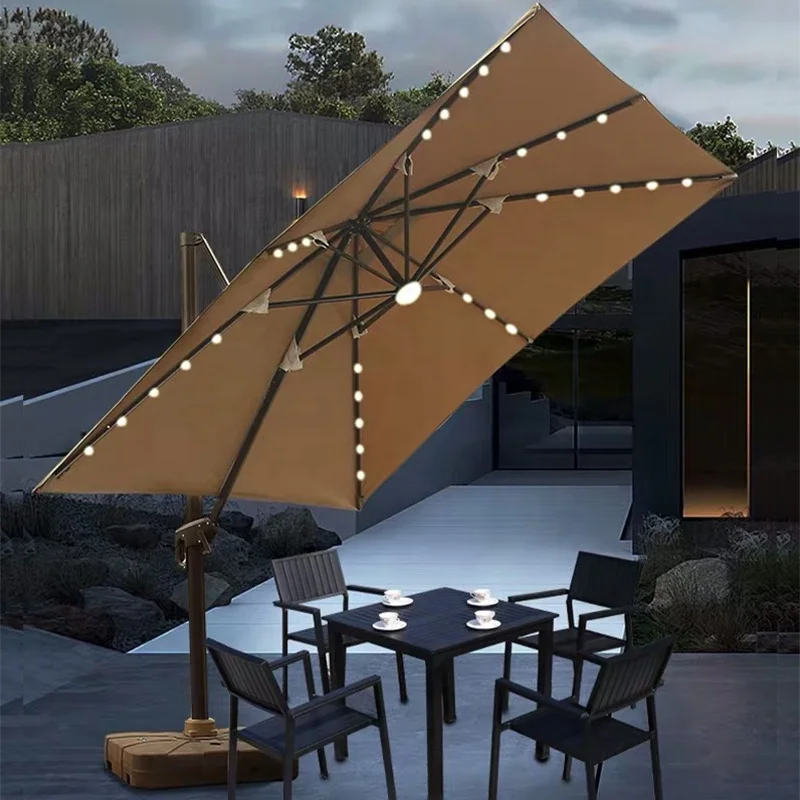 Modern 3*3M Roma Aluminum Umbrella Waterproof Cantilever Sun Parasol for Outdoor for Garden Restaurant Patio Furniture