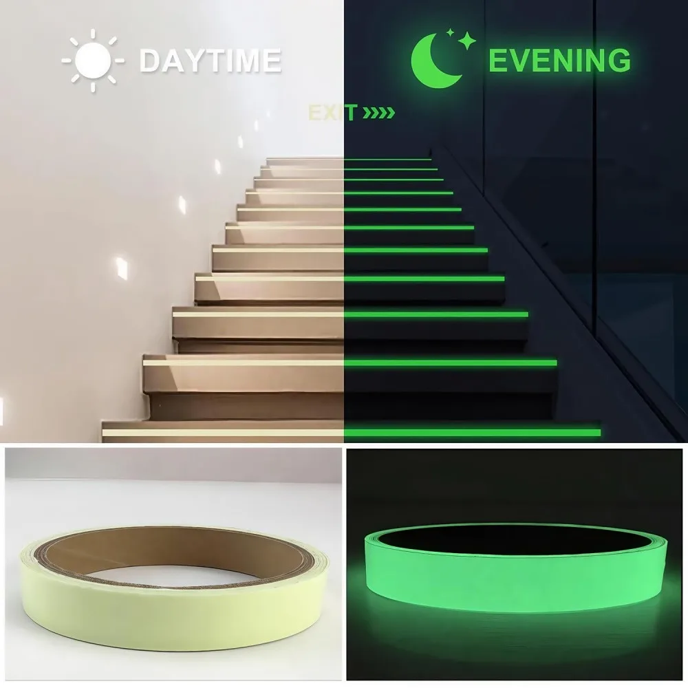 Glow in The Dark Tape, 5cm X 10m Luminous Safety Tape for Stairs, Fire Exits, and Stage Marking, Waterproof Photoluminescent Tape for Night Safety