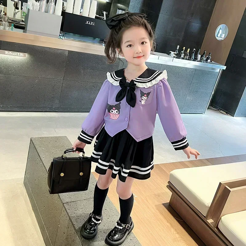 

Sanrio Kuromi Children's CosPlay Academy Style Pleated Skirt Girl Kawaii Princess Clothes Children's JK Uniform Birthday Gifts