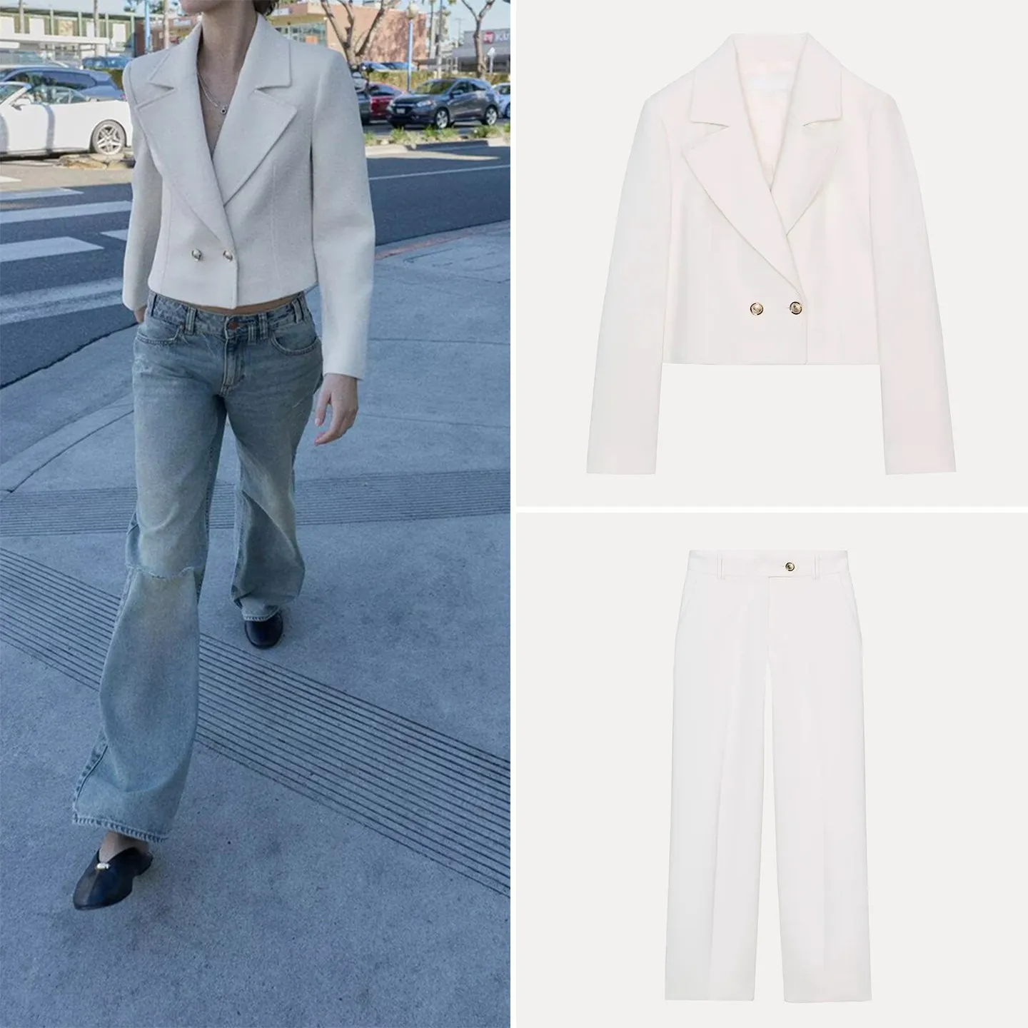 

Spring 2026 Women's Faion Suit Set High Waist Straight Leg Pants Single Button Jaet Simple Design Long Sve ort Coat