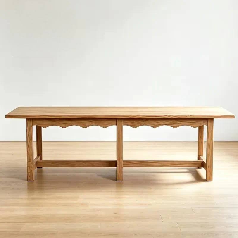 Modern Rectangular Natural Solid Oak Dining Table for 8-10 People Retro Workbench Office Conference Table Interior Furniture