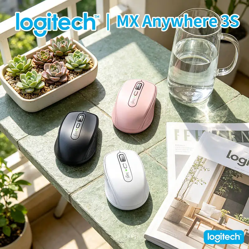 Durable Logitech MX Anywhere 3S - 8K DPI, MagSpeed Scroll, Silent Click, 3-Device Bluetooth for Travel & Office