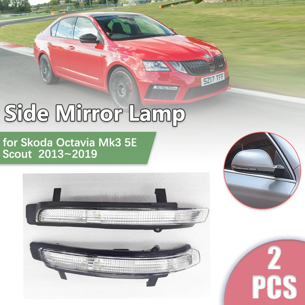 

Светодиодное боковое зеркало заднего вида для Skoda Octavia Mk3 5E Scout 2013 ~ 2019 2014 2015, индикатор указателя поворота, аксессуары
