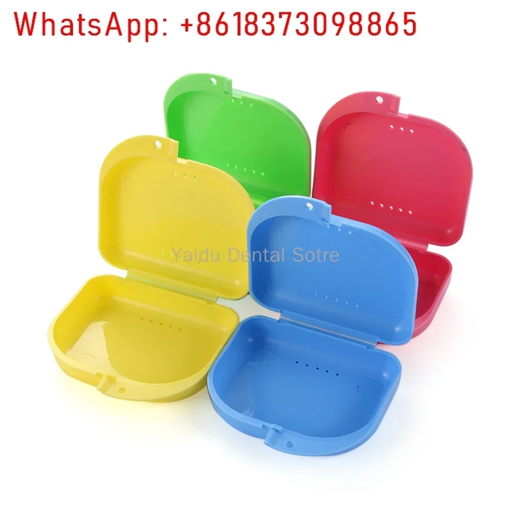 60pcs Orthodontic Plastic Box Retainer Case  Mouth Guard Denture Storage Box With Holes False Teeth Protective Case