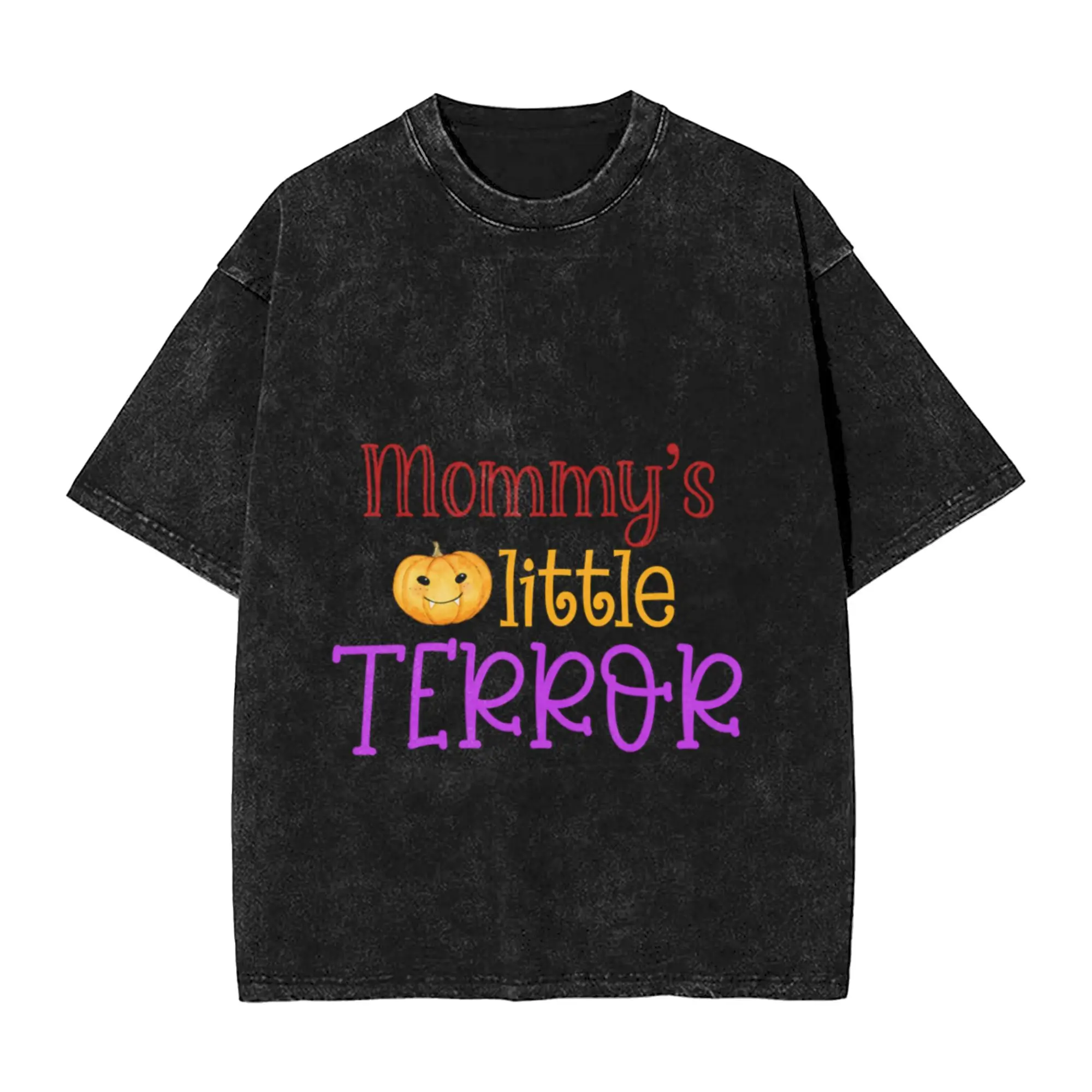 Mommy s Little Terror Halloween - Gifts for Halloween  Unique Stylish A Washed T Shirt Men's Women's Oversized Cotton Tees Tops