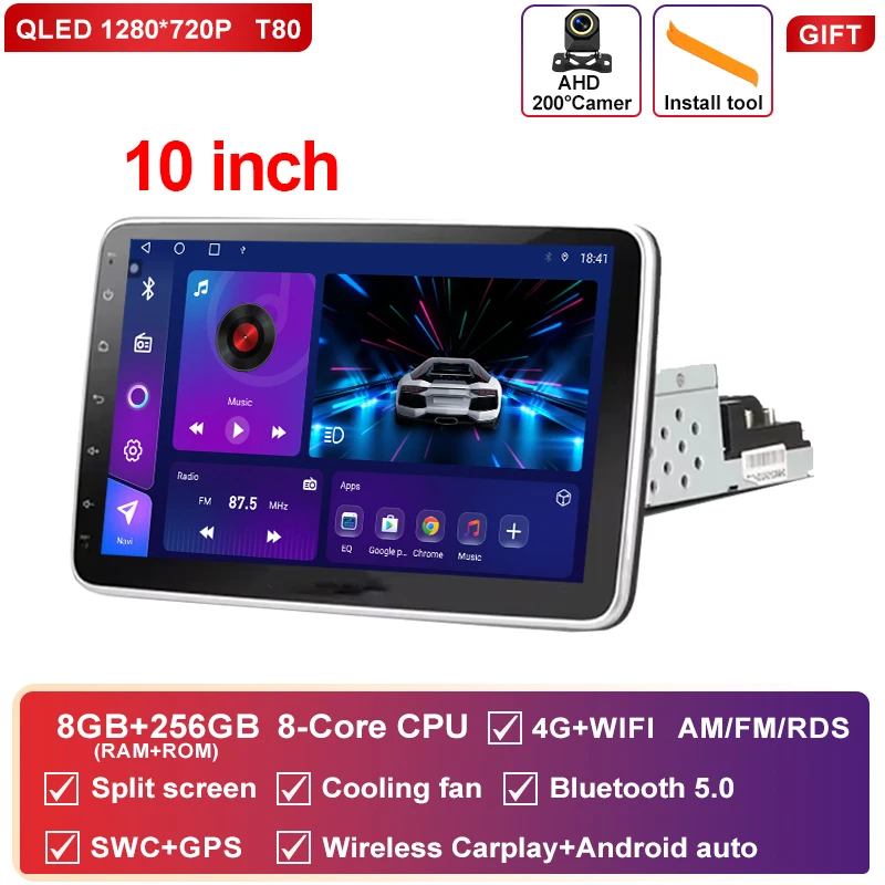 Android 15 10.1 Car Radio with CarPlay GPS