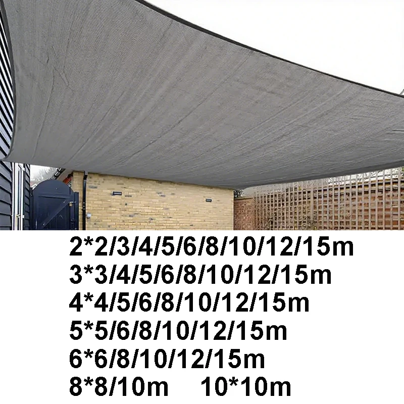 Large Sunshade Sail Sun Shelter Anti-UV 4mx4 5x5 6x6 8x8 10x10 Outdoor Yard Garden Balcony Camping Cat Grey Sun Shade Sail