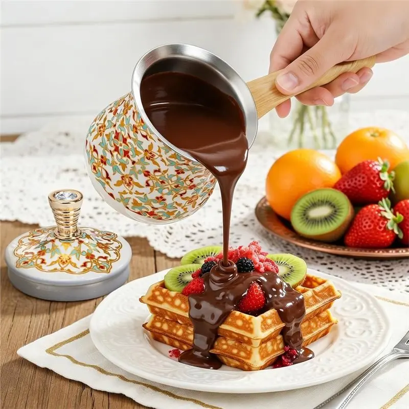 A83G-Coffee Maker (With Lid), Stainless Steel Coffee Maker With Milk Cup, Tea, Chocolate, Butter, And Milk Cup