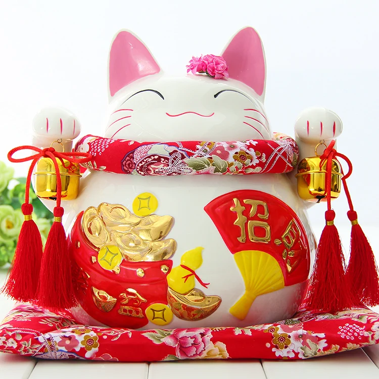 

Crafts Arts Home decoration Lucky Cat ornaments oversized ceramic Japanese piggy piggy bank creative gift shop opened decoration