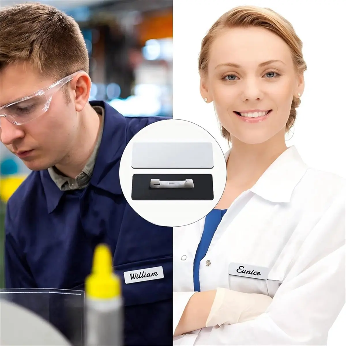 Name Tag Blank Name Badges DIY Blank ID Name Badge with Pin Backing for Workers Students,Personalized Badges Making
