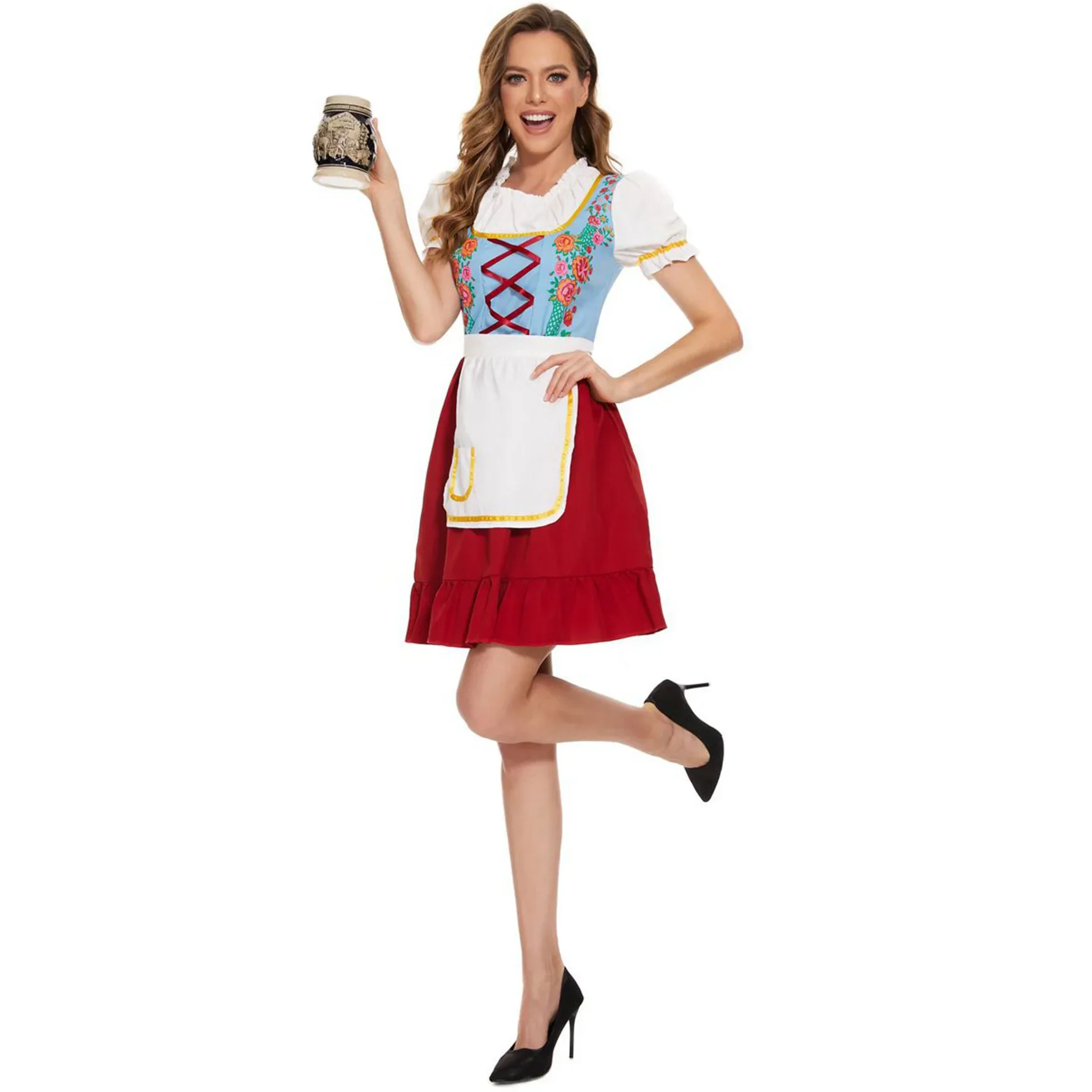 Traditionelles bayerisches Oktoberfest-Kostüm für Erwachsene Frauen, Kinderkleid, Halloween-Party-Cosplay-Kostüm, Bierfest-Outfit für Kinder – Detail 5