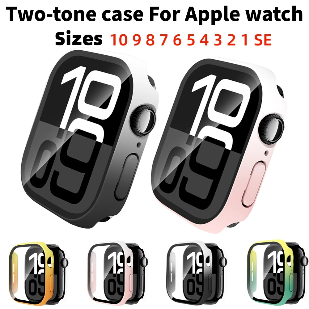 زجاج + حافظة لساعة أبل 40 مللي متر 41 مللي متر 46 مللي متر 42 مللي متر 44 مللي متر 45 مللي متر واقي للشاشة حافظة لهاتف iWatch Serie 10 9 8 7 6 5 SE 4