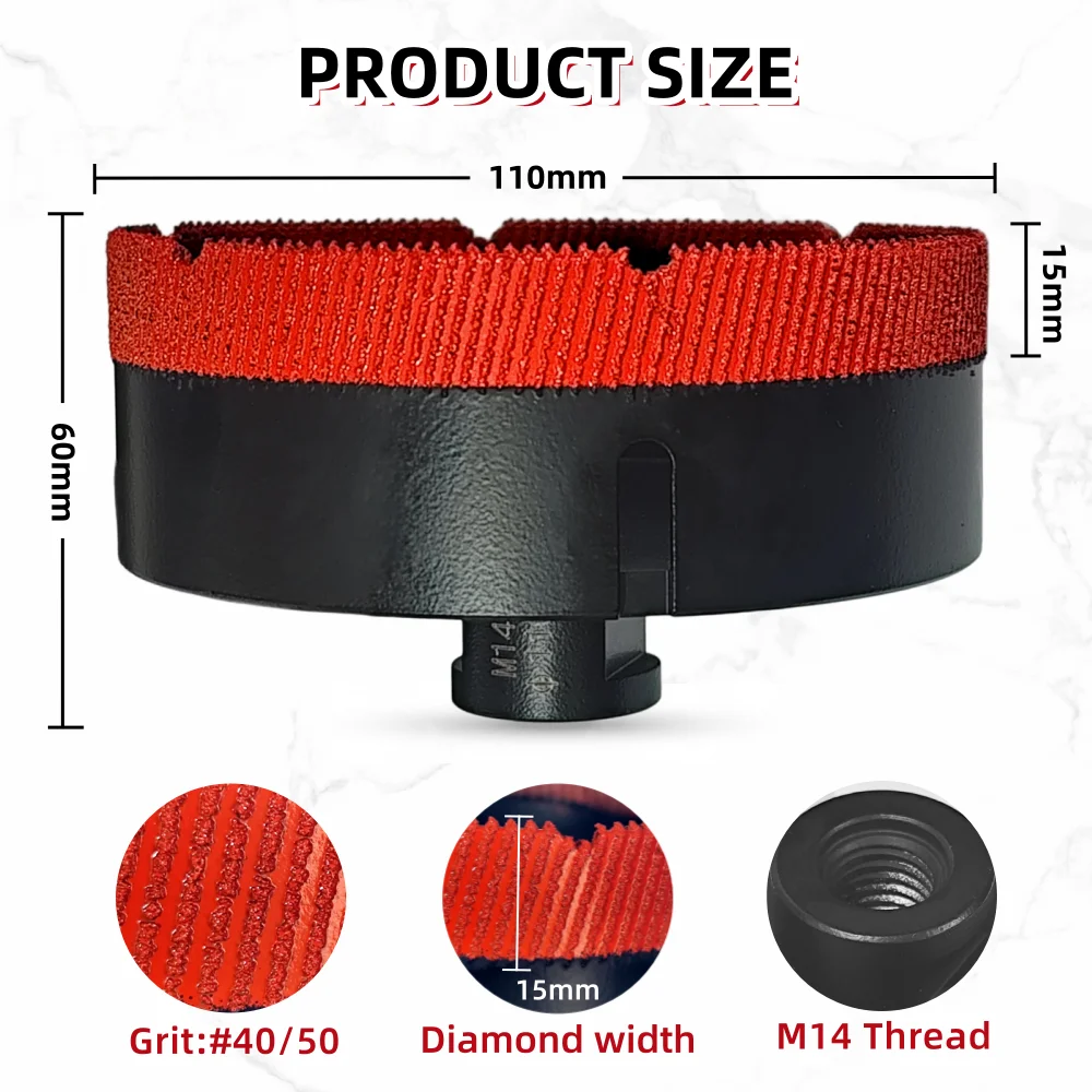 1pcs Diamond Drilling Bits Core Bit Dia110mm Ceramic Tile Granite Marble Stone M14 Thread Dry Drilling Cutter Hole Saw Tool