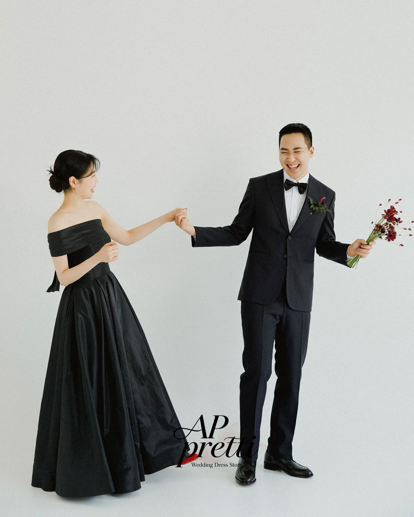 AP pretti Sweet Taffeta Korea Wedding Dress Photo Shoot Strapless Customized One-Shoulder A-line Ankle-Length Bridal Gown 웨딩드레스