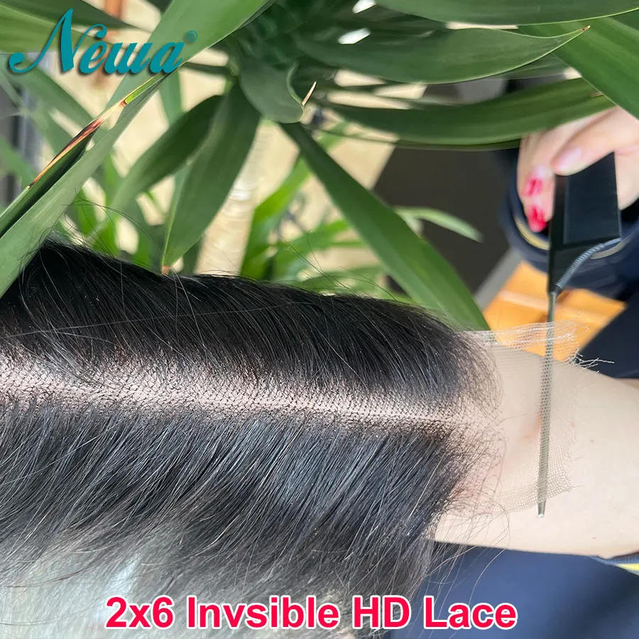 

Newa 6-дюймовая кружевная застежка с глубоким пробором HD, невидимая швейцарская HD кружевная застежка, ультратонкая 2x6 HD, прямая и объемная волна, волосы Humnan