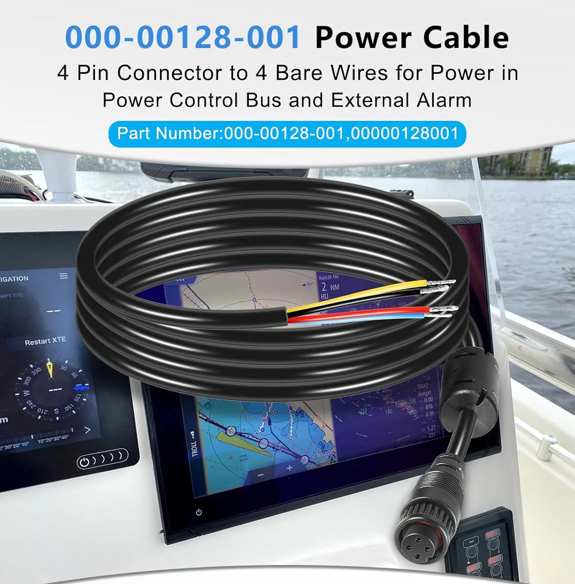 TM 000-00128-001 4-pin Power Cord Fit for Simrad GO9/12, Vulcan 7/9/12, NSS EVO3, ZEUS2,ZEUS3 for Power in, Power Control Bus