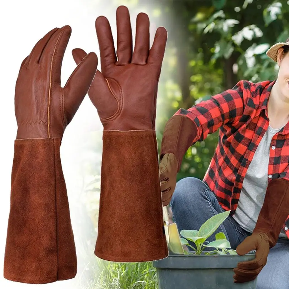 Tool Long Tube Gardening Mitts Leather Safety Pruning Gloves Arm Protection Thorn Proof Gardening Gloves Garden Pruning Gloves