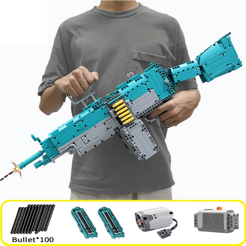 

Military Electric M249 Machine Gun Assembled Building Blocks Bricks Model MOC Submachine Firearms Weapons Sets Kid Toy Boy Gifts