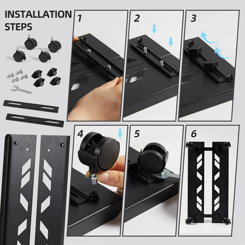 Adjustable Mobile CPU Stand PC Tower Stand With Rolling Caster Wheels For Most Computer PC