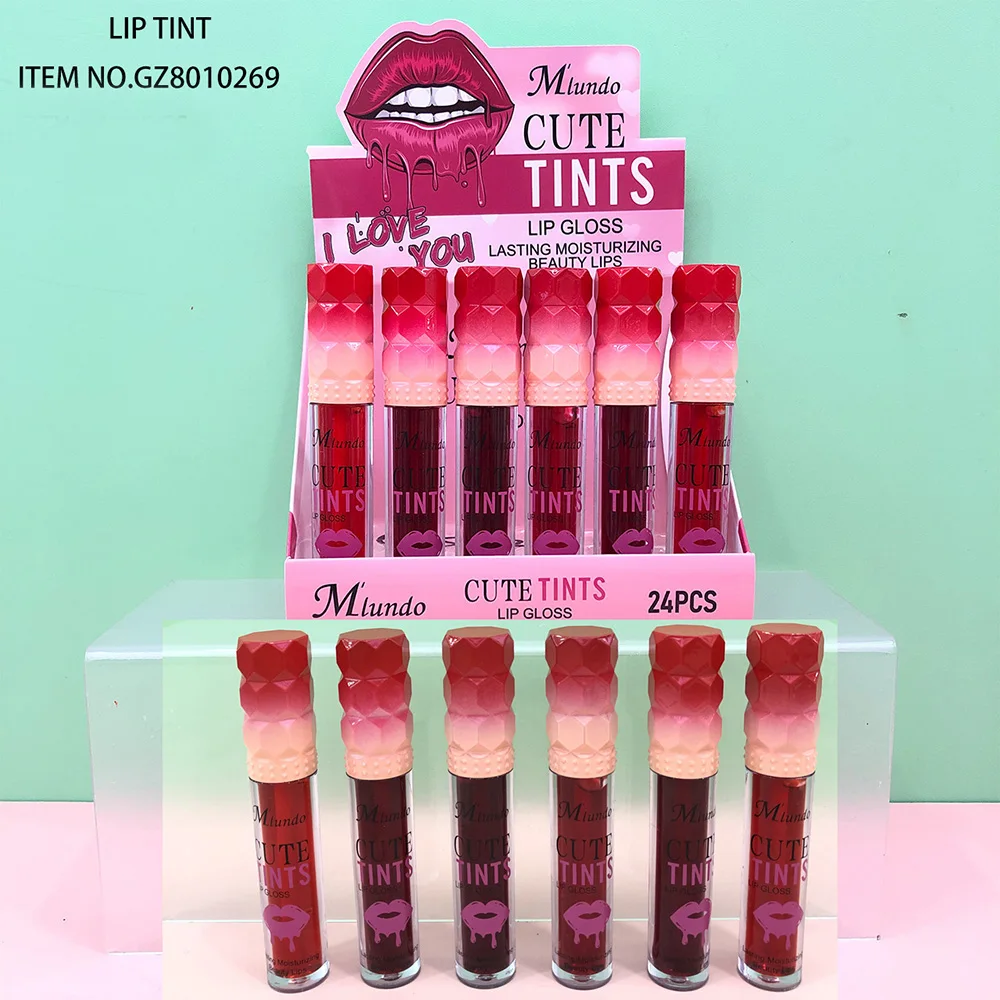 24Pcs Cute Little Bear Matte Ink Liquid Lipstick Highly Pigmented Long Lasting Moisturizing Lip Cream Lips Makeup