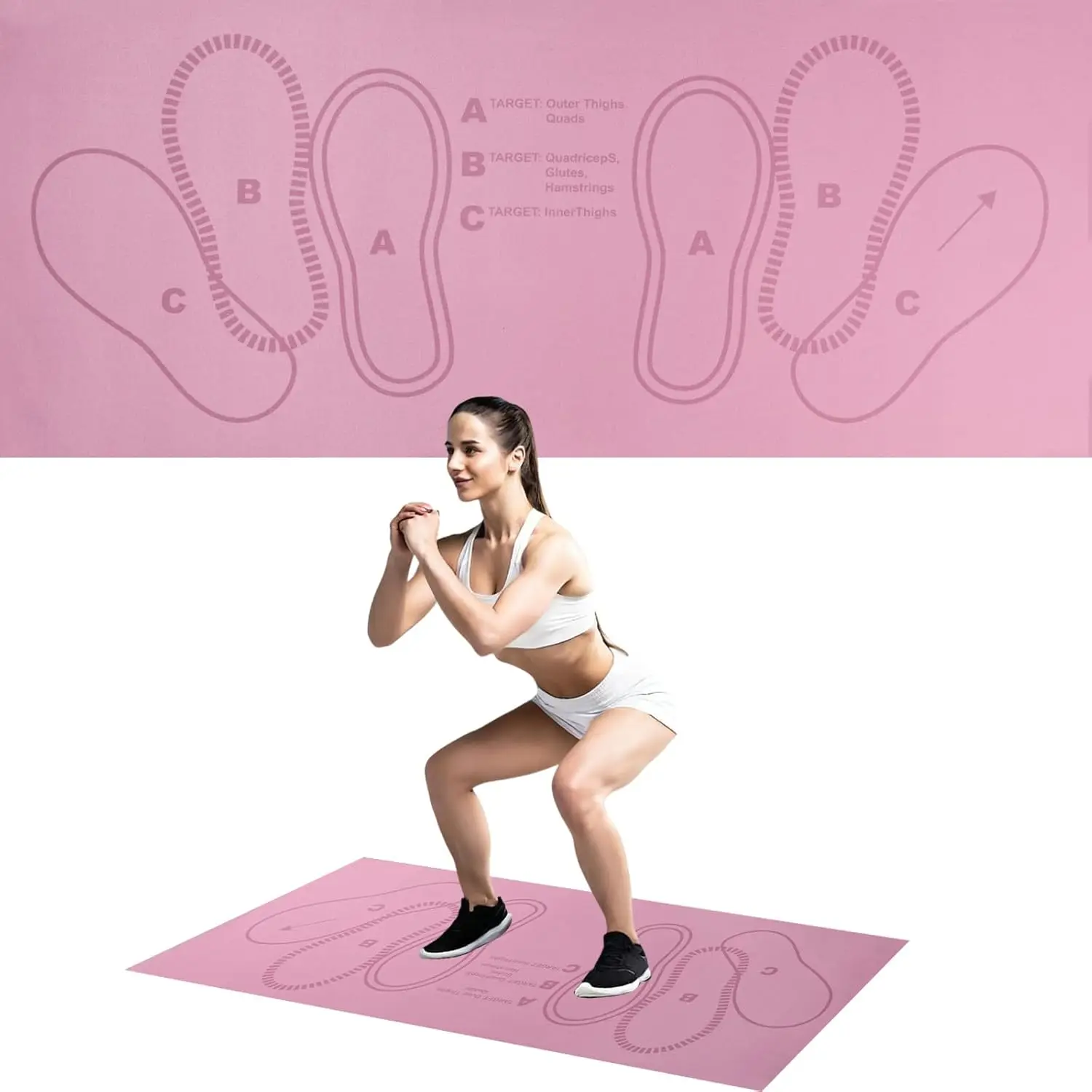 1Pc 1000GSM High Density Silicone Yoga Mat  Non Slip Wear Resistant Waterproof Exercise Mat With Foot Position Guide Line Washable Easy Clean Multipurpose Training Pad For Squats Yoga Strength Training Home Gym Wooden Tile Cement Floor