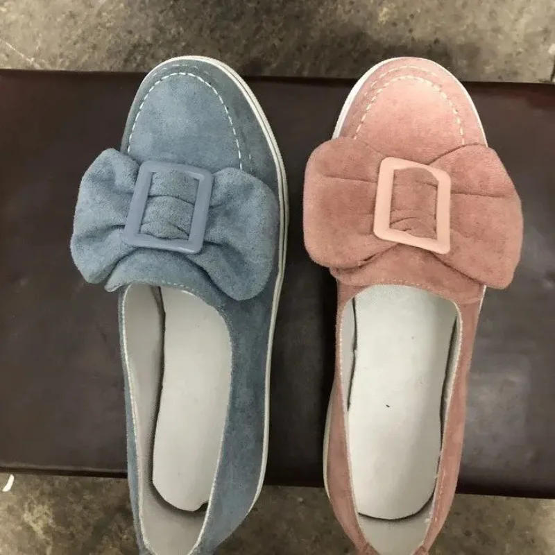 Sneakers da donna floccaggio scarpe Bowknot donna autunno primavera Slip On mocassini Walking donna Plus Size Casual moda femminile