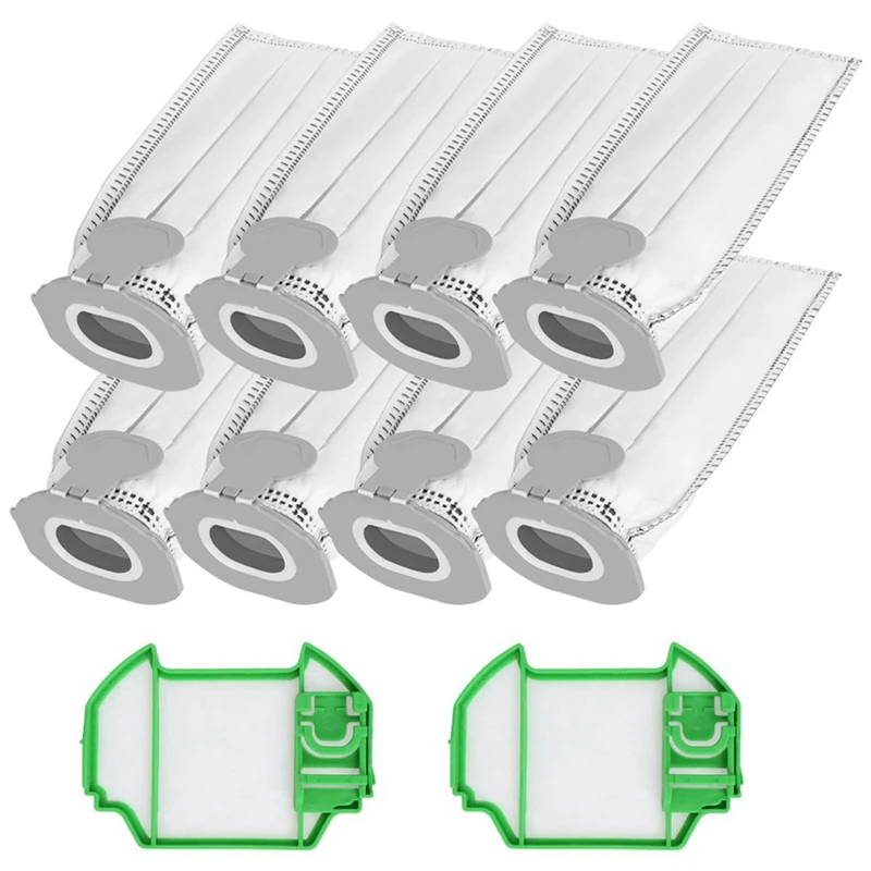 Vacuum Cleaner Bags For Vorwerk Kobold VK7 FP7, 8 Replacement Filter Bags And 2 Filters For Kobold FP7 Cordless Broom