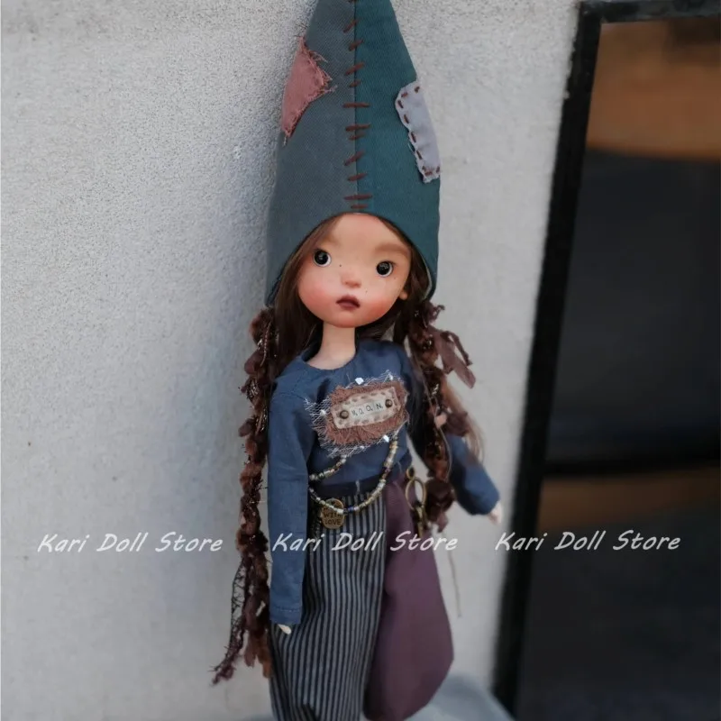 

2026 Kari Doll Clothes and skirts Patchwork overalls and a pointed hat for Landazz Landoudou Doll