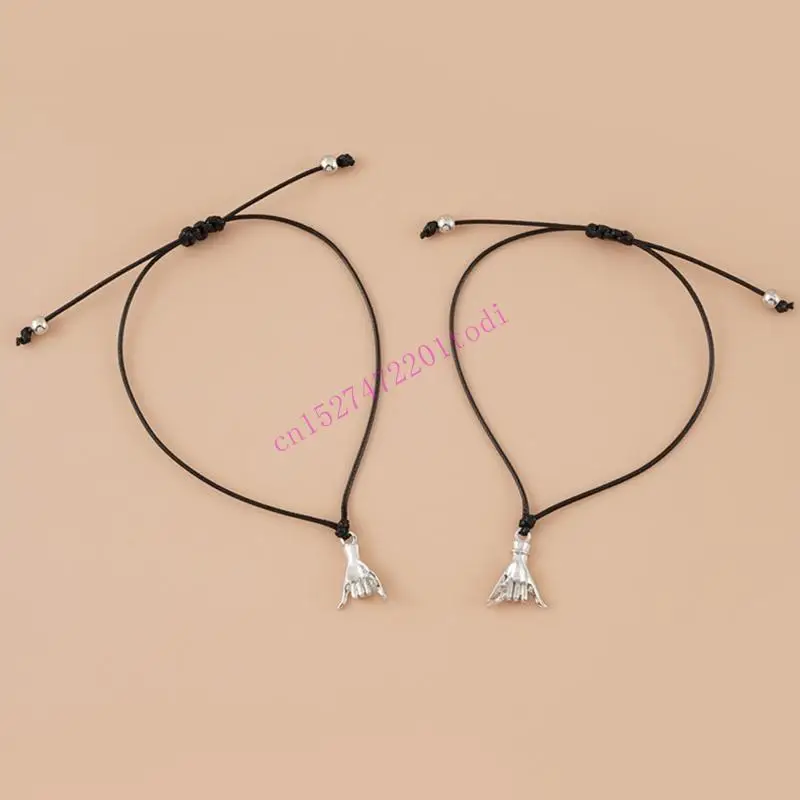 2 Pcs/set Pinky Promise Distance Matching Bracelets for Couples Best Friend M76B