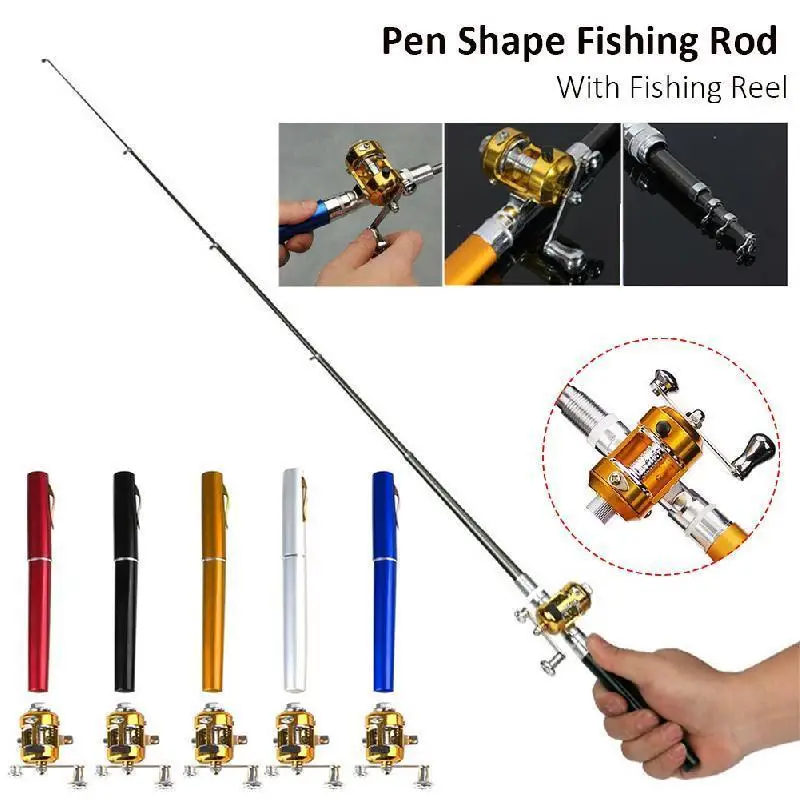 

Portable Pocket Telescopic Mini Carp Fishing Pole Pen Shape Folded Fishing Rod With Reel Hard Fibre Glass Fibre Glass