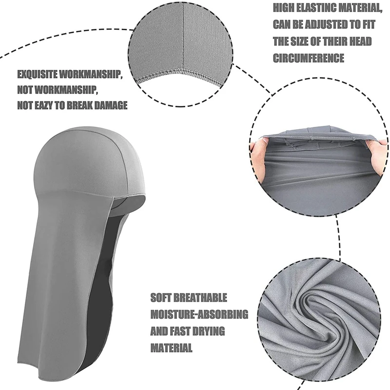 6 Pieces Hard Hat Liner With Neck Flap Cooling Skull Caps Liner Sweat Wicking Cap With Tail Sun Shade For Safety Helmet