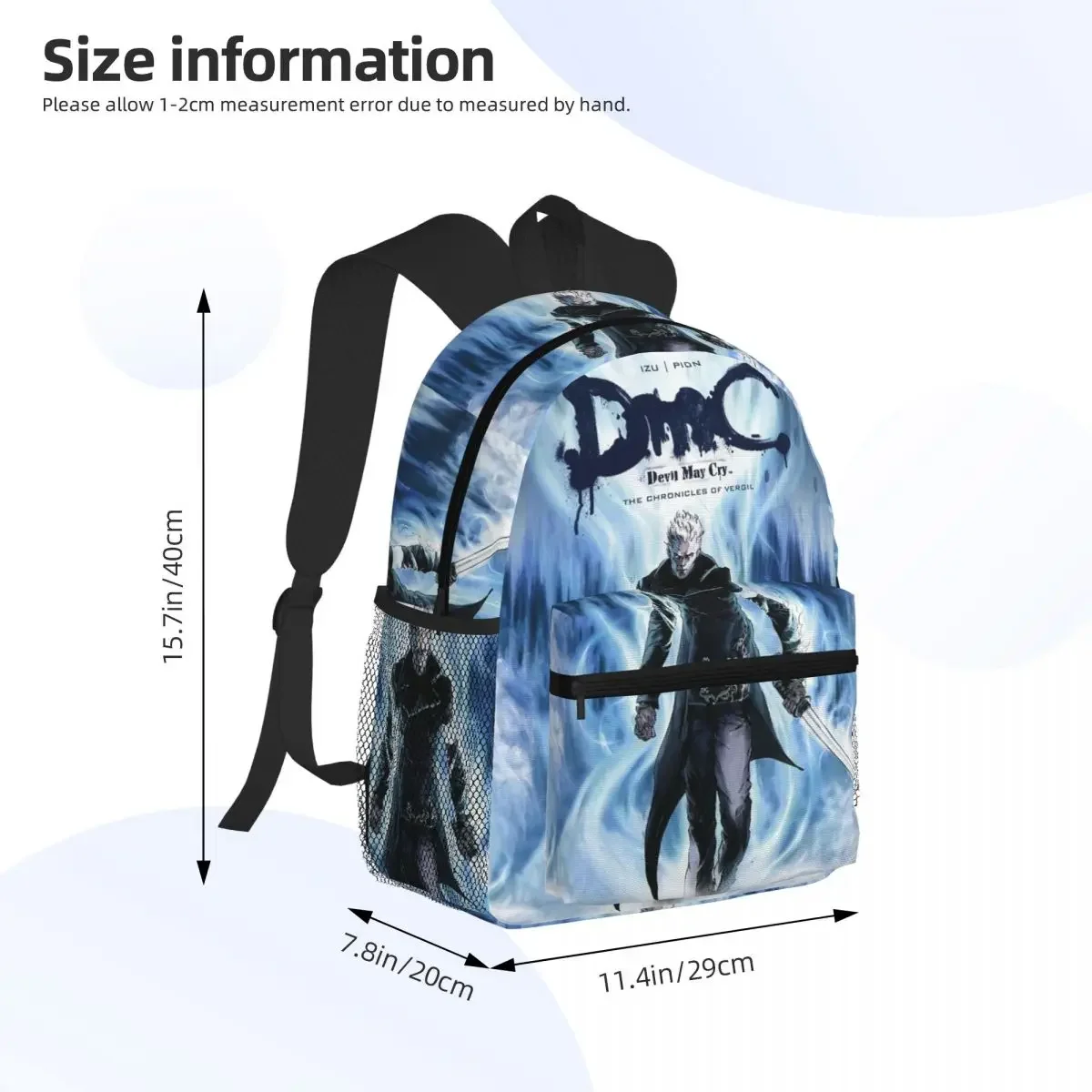 Devil Action Game Casual May Cry  Student Backpack School Bag Hiking Travel Daypack for Men Women Fashion Bookbag Shoulder Bags