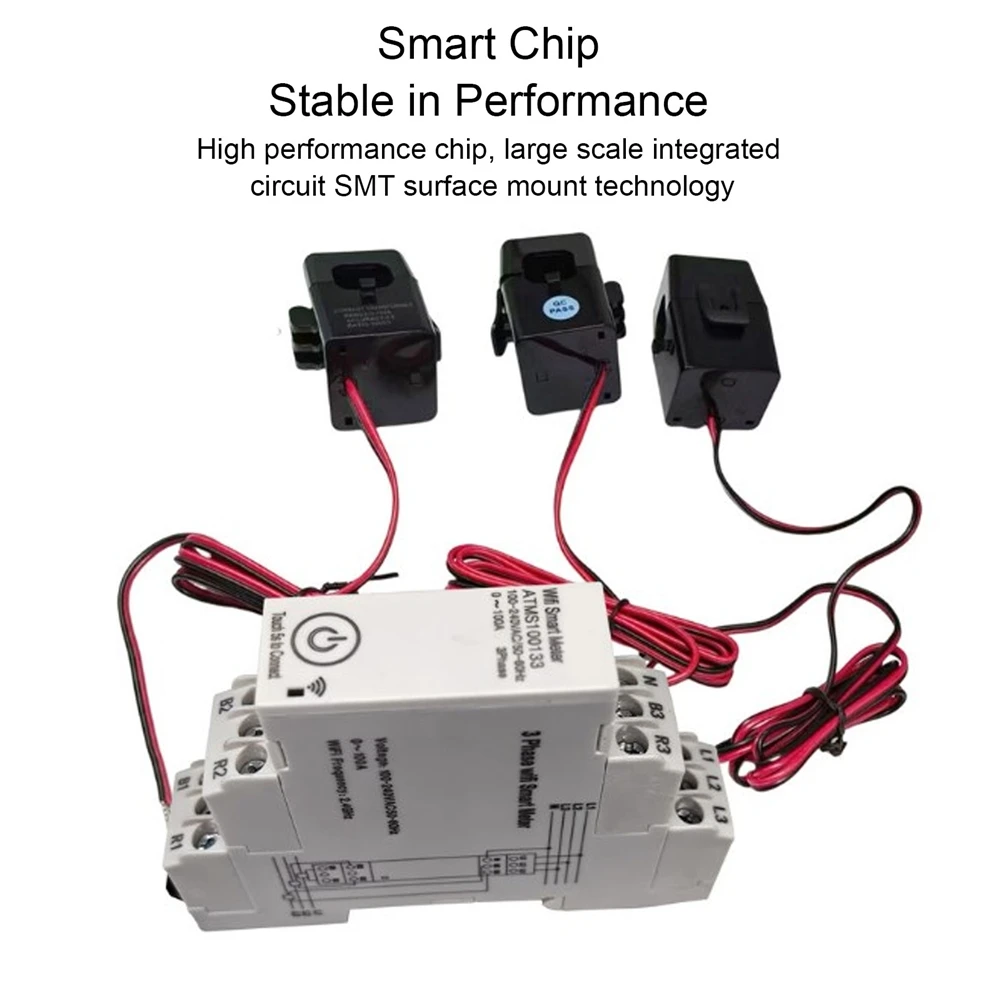 

AS94-3 Phase Smart Wifi Energy Meter APP Monitoring Remote Control With 3 Current Sensors