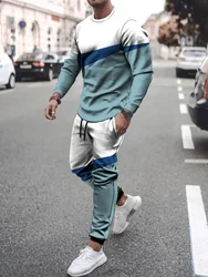 2024 Autumn Tracksuit Long Sleeve T Shirt Sweatpants Suits Men Streetwear Sweatshirt Trousers Outfits Oversized 2 Piece Sets