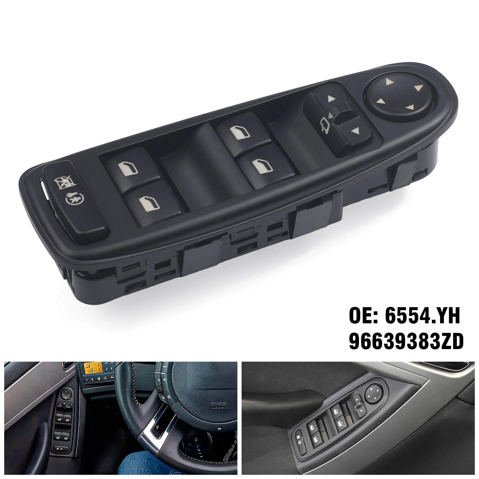 

96639383ZD 6554YH Electric Power Window Master Mirror Control Switch Button For Citroen C4 Grand Picasso 2007-2014 ABS Plastic
