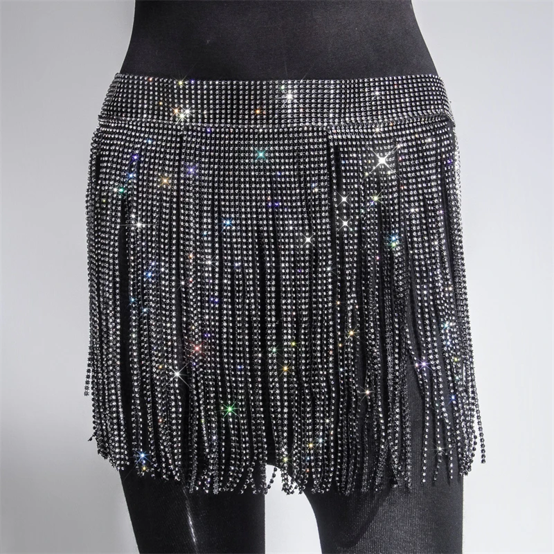 Frauen Rock Quaste Sexy Bauchtanz Kostüme Diamant Gürtel Mode Kunst Nachtclub Bar Leistung Funkelnden Bauchtanz Kostüm – Detail 10