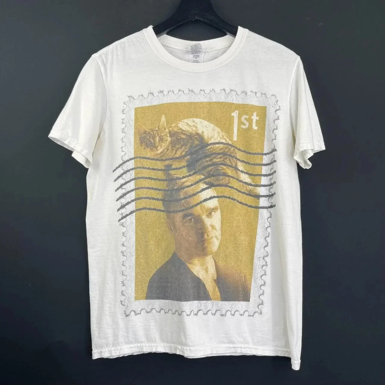 Morrissey Postal Stamp Cat Tour WHITE COTTON T Shirt Full Size S-5XL