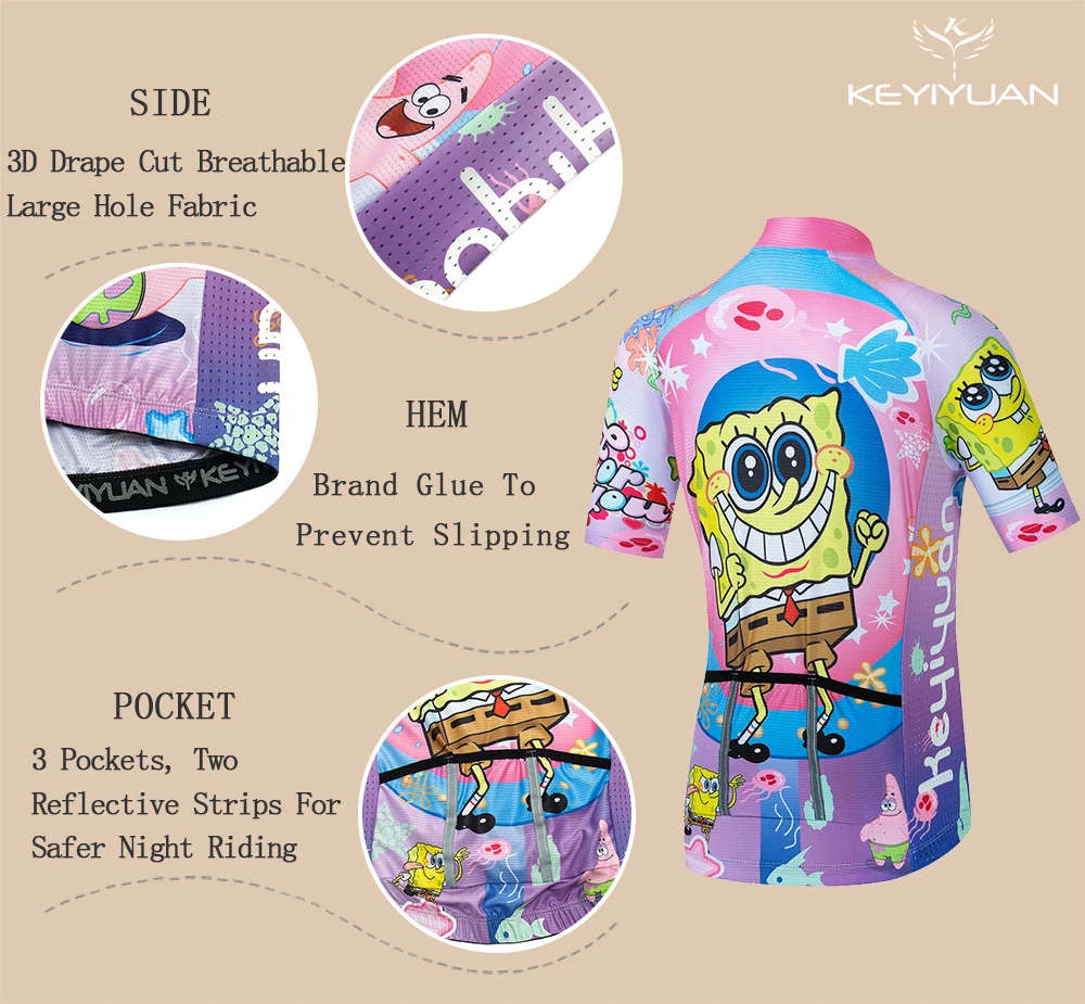 KEYIYUAN New Summer Kids Short Sleeve Cycling Jersey Set Child Bike Wear Tops Road Bicycle Clothing Shorts Boy Girl MTB Shirt