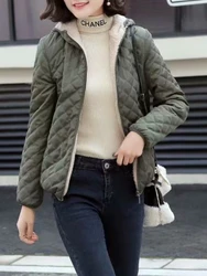 Parkas à capuche à carreaux pour femmes, vêtements chauds en coton, hauts de manteau surdimensionnés, mode coréenne, automne, hiver