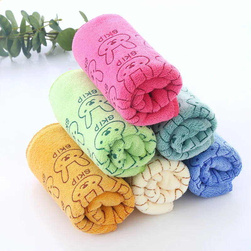 Dry Hair Towel Microfiber Brushed Thickened Cartoon Printed Towel 25*50cm Soft Absorbent Rabbit Face Towels Borduration