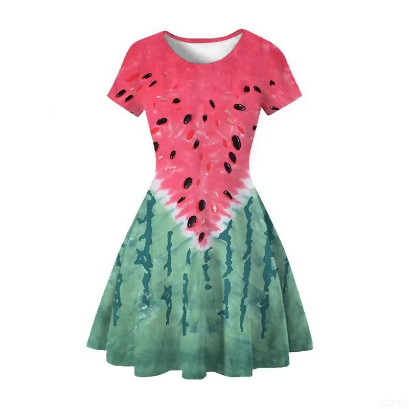 فستان صيفي بطباعة رقمية ثلاثية الأبعاد للأفلام والتلفزيون على طراز أكاديمية رائع وجيد التهوية للاستخدام اليومي #4