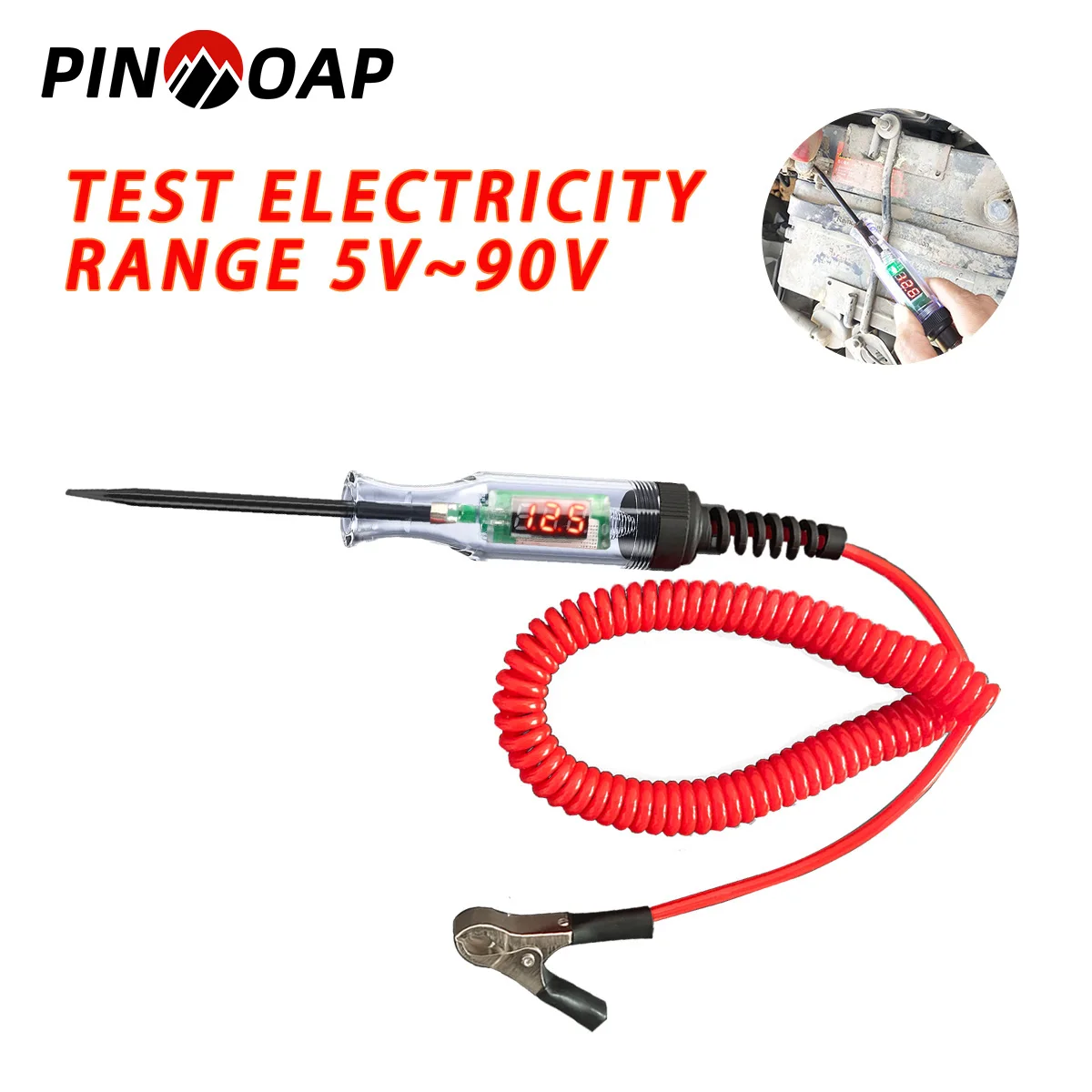 Car Diagnostic Probe Test Pen Light Bulb Electric Measuring Pen Tools LED Digital Display Voltage Testing Pen 6V-24V 5V-90V